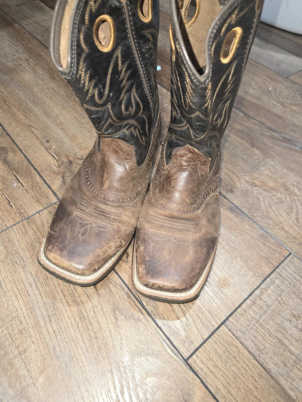 Ariat Kids Black and Brown Pull-On Cowboy Boots